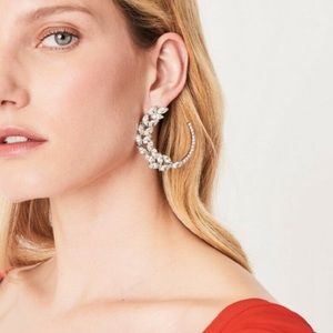 Oscar de la Renta Crystal Navette HoopEarrings